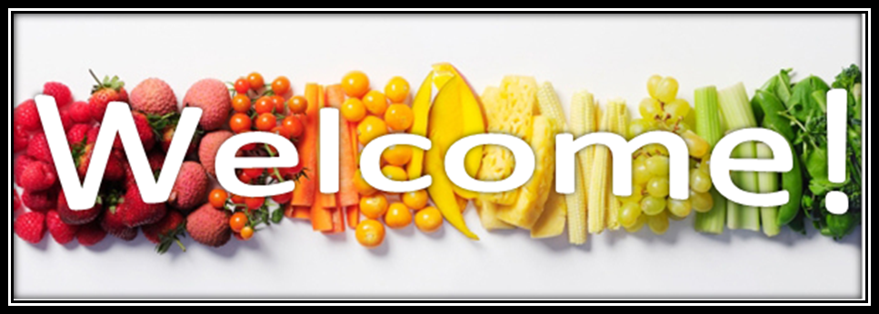 Welcome Image with colorful fruits and vegetables